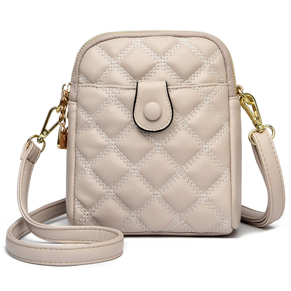Fashion Female Shoulder Bag Rhombus Embroidered Solid Color Chain Crossbody  Bag