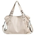 thumbnail image 1 of Yucurem Leather Handbag Big Casual Mommy Travel Shopper Tote Crossbody Bag (White), 1 of 10