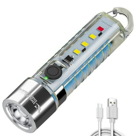 Yucurem Led Smd Mini Flashlight Rechargeable Luminous Edc Flashlight Torch Light Camping Lamp (White)