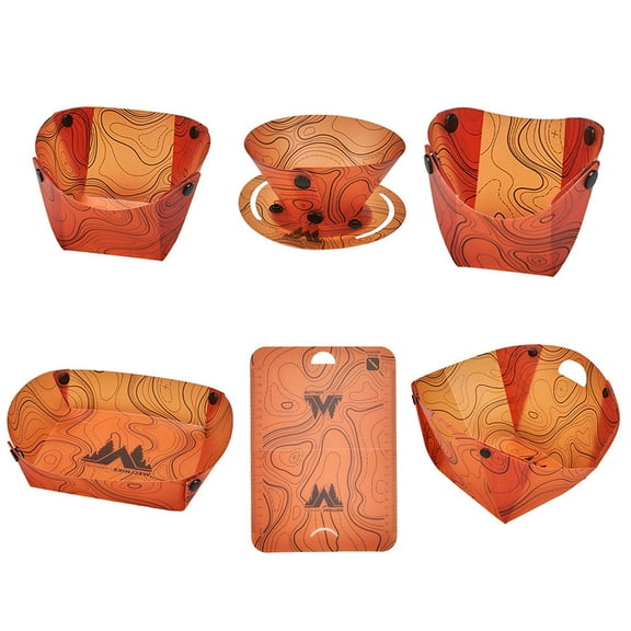 Yucurem Lightweight Folding Tableware Multi-purpose Camping Tableware for Hiking(orange)