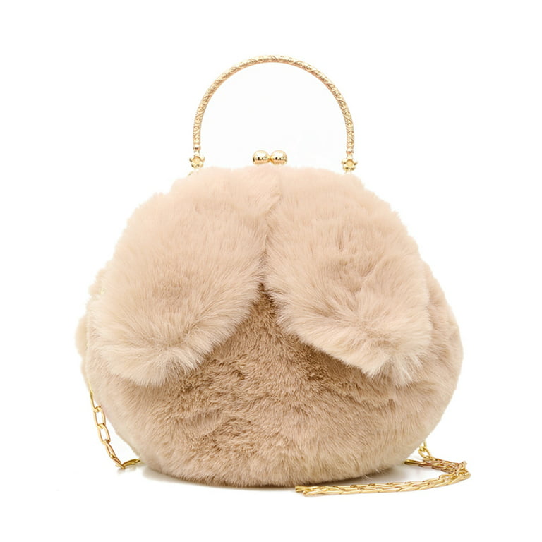 Lightweight,Business Casual Fuzzy, Soft, Plush, Fluffy Minimalist Fluffy  Top Handle Bag For Girls, Women, College Students, Rookies & White-collar