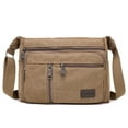 thumbnail image 1 of Yucurem Men Canvas Shoulder Bag Multi Pocket Male Travel Messenger Handbag (Coffee), 1 of 9