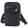 thumbnail image 1 of Yucurem Men Fanny Waist Bag Leather Crossbody Bags Phone Outdoor Bum Pouch (Black), 1 of 7