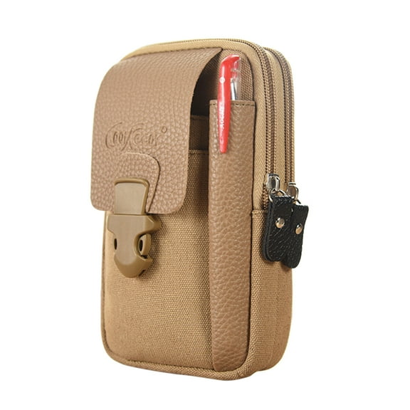 Yucurem Men Outdoor Sport Waist Bag Canvas Business Belt Mobile Phone Pouch (Camel)