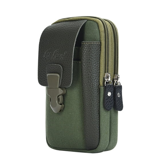 Yucurem Men Outdoor Sport Waist Bag Canvas Business Belt Mobile Phone Pouch (Green)