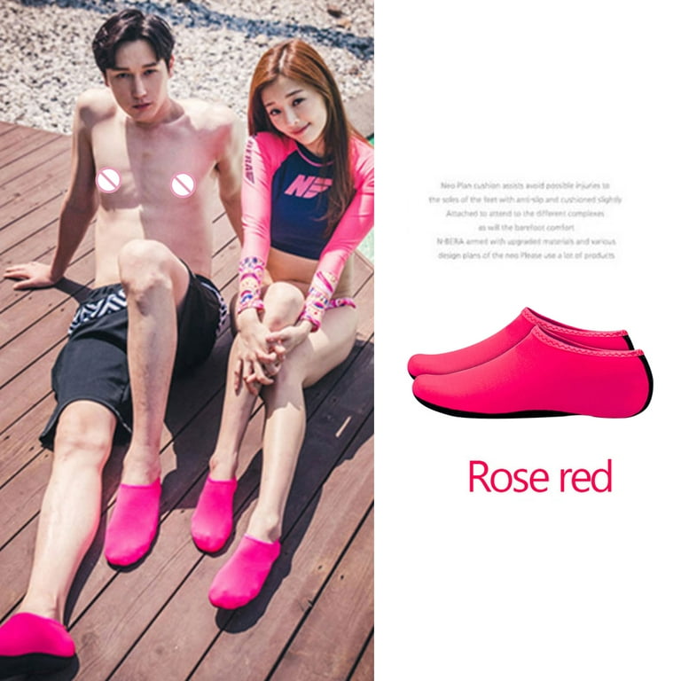 Yucurem Men Women Swim Non slip Shoes Pure Color Pool Diving Socks Rose Red M Walmart