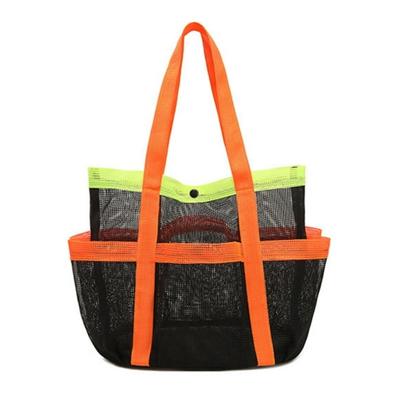 Yucurem Mesh Large Capacity Beach Bag, Portable Swimming Tote Bag, Portable Pool Bag (Black)