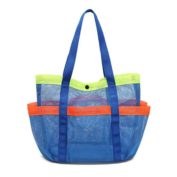 Yucurem Mesh Large Capacity Beach Bag, Portable Swimming Tote Bag, Portable Pool Bag (Dark Blue)