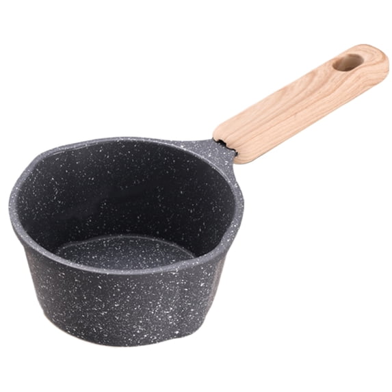 Yucurem Non-stick Mini Sauce Pan Wooden Handle Milk Pan Butter Melting Pot Kitchen Essentials (Black)
