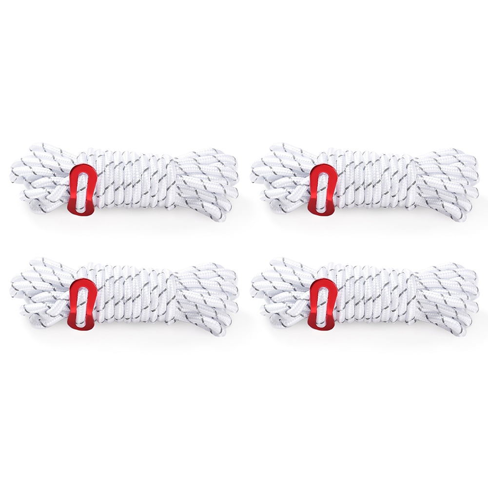 Yucurem Outdoor Reflective 4m Parachute Cord Rope Camping Tent Wind Rope Buckle (4pcs)