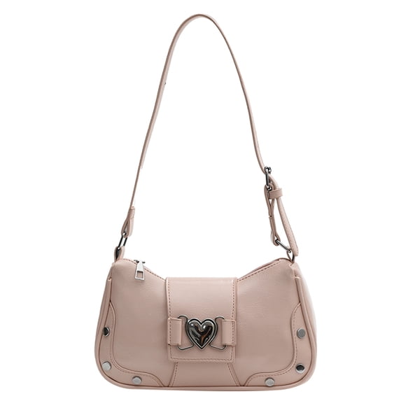 Yucurem PU Leather Chic Hobo Bag Adjustable Strap Women Y2K Messenger Bag (Pink)