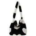 thumbnail image 1 of Yucurem Plush Underarm Bag Y2K Furry Purse Fluffy Tote Bag Autumn Winter Handbags for Women (White Heart), 1 of 10