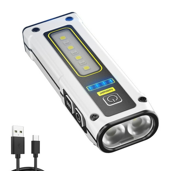 Yucurem Portable Flash Light Torch Multipurpose 7 Gear Camping Flashlight Portable Lighting Tools (White)