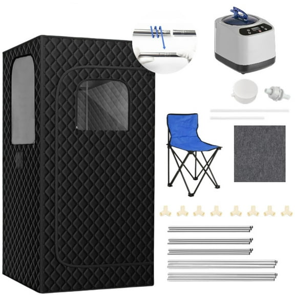 Yucurem Portable Steam Sauna Room with Folding Chair, 5-Layer Waterproof Foldable Full-Body Saunas Steamer Tent for Relaxation, Detoxification, Muscle Pain Relief Indoor & Outdoor
