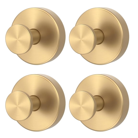 Powerful Suction Cup Hooks, Upgraded No-Drill Metal Towel Hook for Showers Bathrooms, Gold (4 pack)