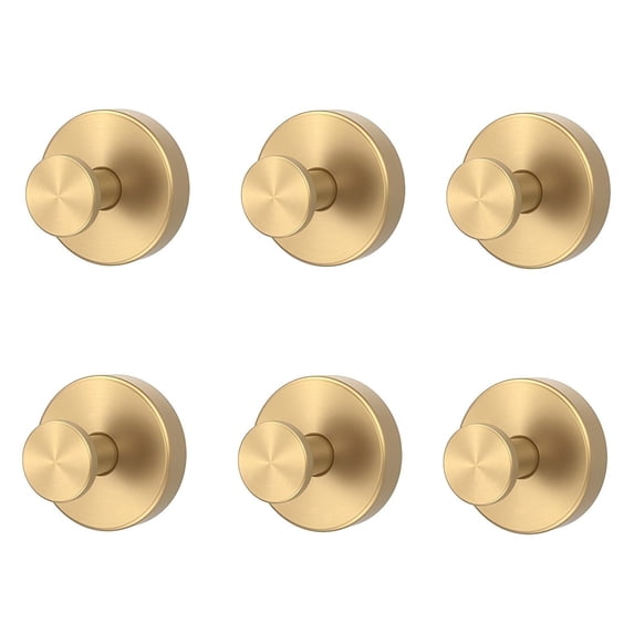 Powerful Suction Cup Hooks, Upgraded No-Drill Metal Towel Hook for Showers Bathrooms, Gold (6 pack)