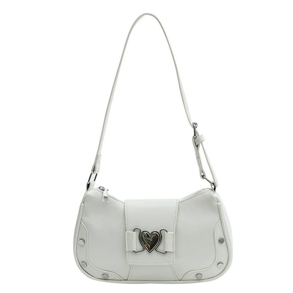 Yucurem Pu Leather Chic Hobo Bag Adjustable Strap Women Y2k Messenger Bag (White) PU Leather bag (White)