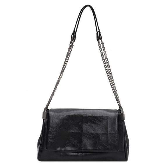 Yucurem Pu Leather Crossbody Bag Chain Strap Women Hobo Bag Messenger Bag (Black) Fashion shoulder bag (Black)