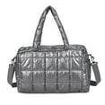 thumbnail image 1 of Yucurem Puffy Crossbody Bag Quilted Lattice Shoulder Bags Down Cotton Padded Handbag Lightweight Nylon Hobo Bag for Women (Silver), 1 of 10