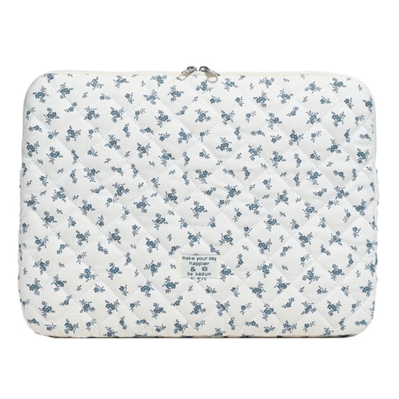 Yucurem Puffy Quilted Floral Laptop Case, Maple Leaf Padded Laptop Sleeve, Coquette Aesthetic Shockproof Cover for iPad, Computer, Tablet, Notebook, 14.96" x 0.98" x 11.42" (Blue)
