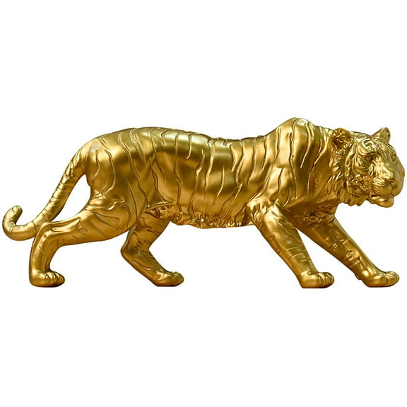 Yucurem Resin 3D Gold Zodiac Tiger Animal Statue Ornaments for Living Room Tv Cabinet (A)