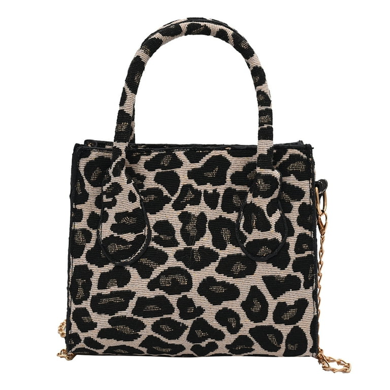 Black Handle Leopard Clutch