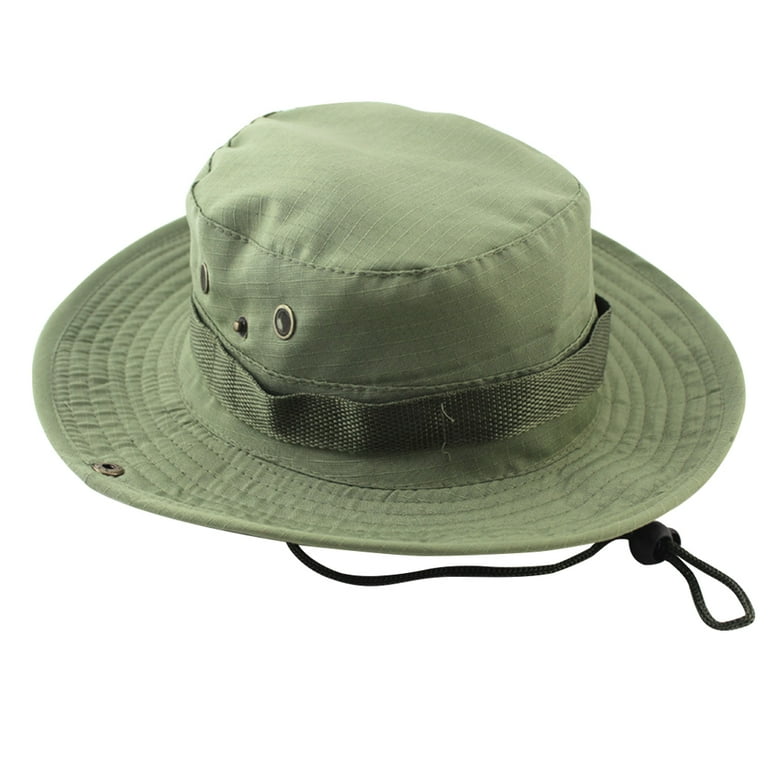 Yucurem Round Rimmed Camping Benny Cap Casual Fisherman Hat Light Army Green Adult Unisex Size One Size