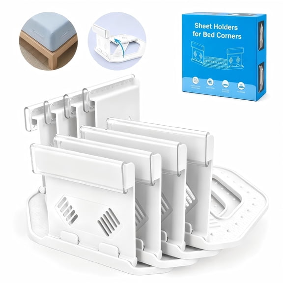 Yucurem Sheet Holders for Corners, Keep Sheets Firm & Tight, Heavy Duty Fitted Sheet Holder, Easy Install Lock Design, Prevent Bedding Shifting