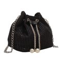 thumbnail image 1 of Yucurem Shiny Rhinestone Chain Crossbody Purse Drawstring Bucket Bag for Daily Shopping Outdoor Travel (Black), 1 of 10