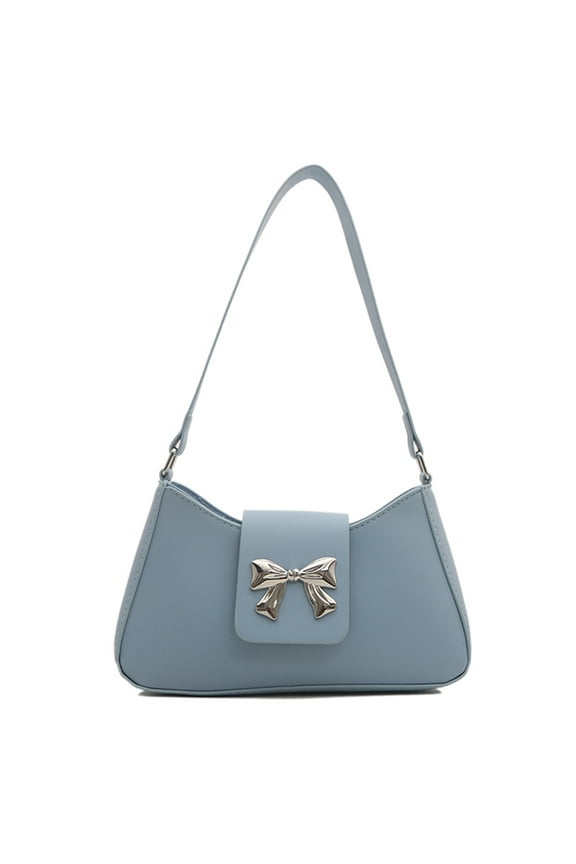 Shoulder Bag Pu Leather Hobo Handbag Cute Bow Purse For Women Girls (Blue) PU Leather bag (Blue)