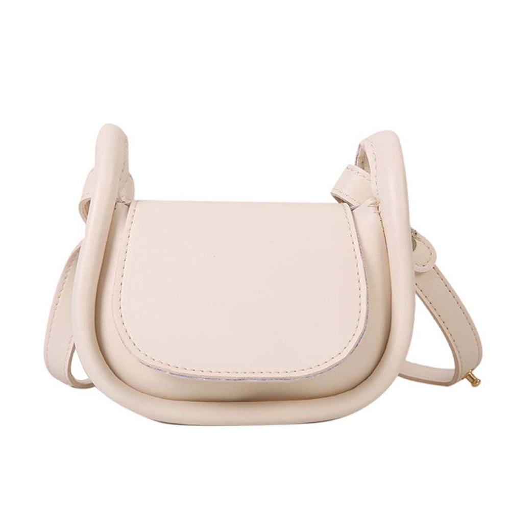 Yucurem Simple Mini Lipstick Pure Color Shoulder Bag, Women Flap Leather  Designer Messenger Handbag for Lady Girls (White)