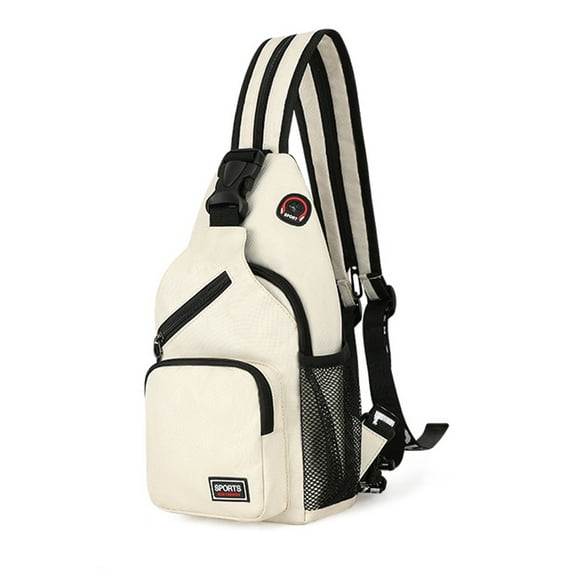 Yucurem Sling Backpack Multi-Functional Crossbody Bags Unisex Oxford Cloth Shoulder Chest Bag Travel Rucksack for Travel Sports Running (White)