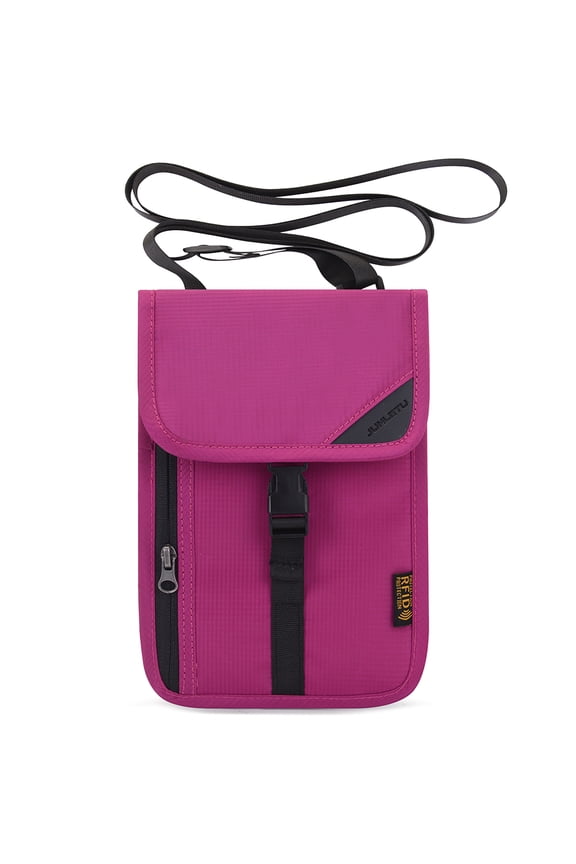Small Passport Bag Pack, Multifunctional Neck Wallet Bag, Portable Passport Bag for Travel (Rose Red)