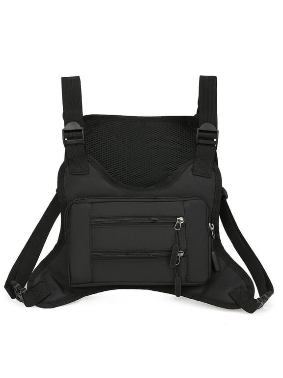 Yucurem Sports Chest Bag, Adjustable Strap Front Chest Pack, Running Vest Bag Sport Backpack for Men Women (Black)