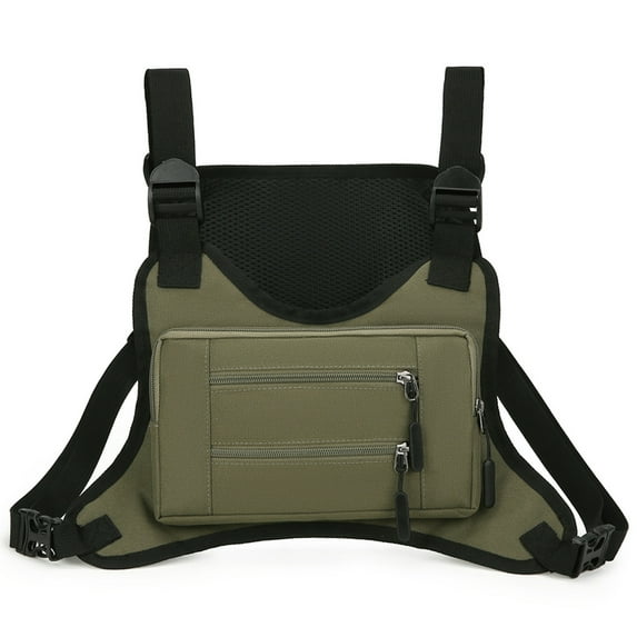 Yucurem Sports Chest Bag, Adjustable Strap Front Chest Pack, Running Vest Bag Sport Backpack for Men Women (Dark Green)