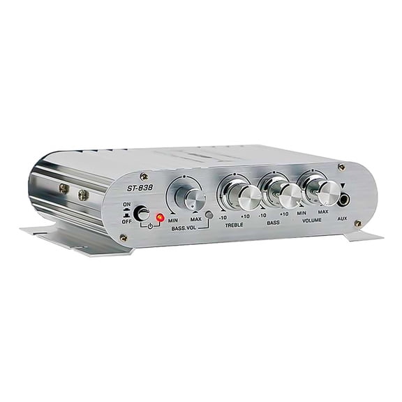 Yucurem St-838 Hifi 2.1 Channel Power Amplifier Subwoofer Amp 80W*2 Car Home Amp(silver)