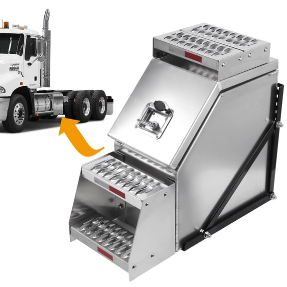 Yucurem Step Tool Box for Semi-Truck, 12"x28"x25" Heavy Duty Side Tool Box with T-Handle, with T-Handle Lock & Keys for Semi Trucks, Flatbed Trailers