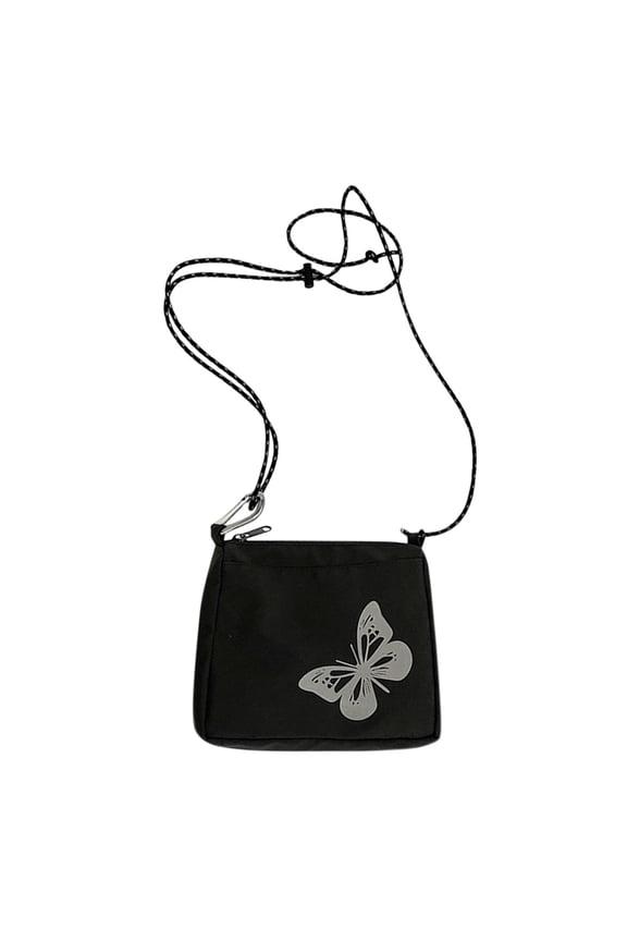 Street Women Butterfly Reflective Oxford Cloth Small Shoulder Bag (Black)