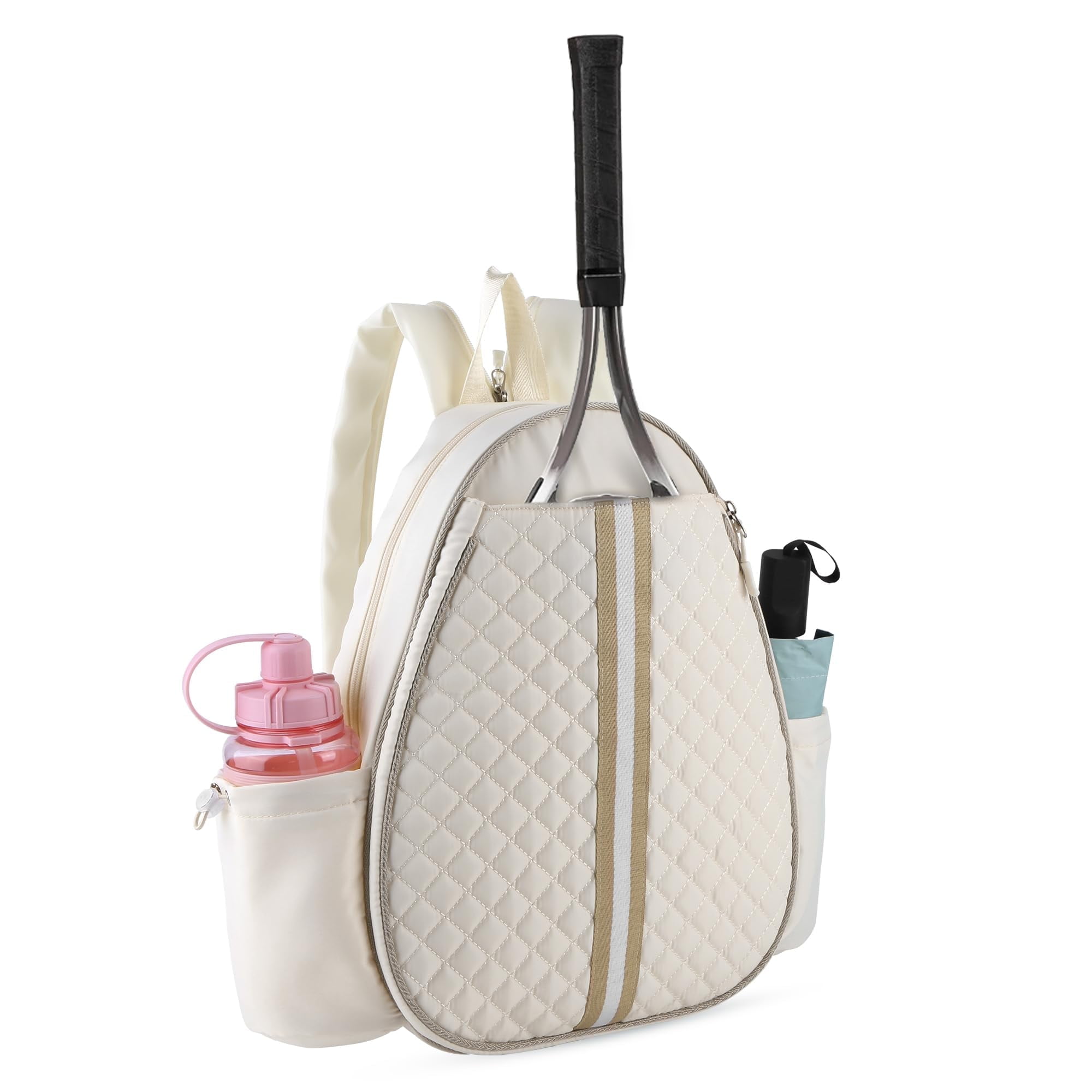 Yucurem Tennis Bag, Quilted Tennis Sling Backpack Crossbody Water Resistant for Men Women, Compatible for Pickleball Badminton Rackets