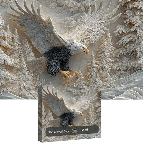 Yucurem The Carved Eagle Jigsaw Puzzle 1000 Pieces, Majestic Bald Eagle Game, Challenging Design, Perfect Home Decoration Family Activity