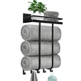 thumbnail image 1 of Yucurem Towel Storage Rack for Bathroom, Wall Mounted Towel Rack with Shelf and 5 Hooks, Metal Towel Holder for Small Bathroom Organizer Decor or RV Camping, 1 of 6