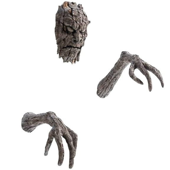 Yucurem Tree Bark Face Halloween Outdoor Garden Statue Ghost Face Sculpture Decor