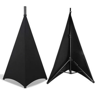 Yucurem Tripod Stand Scrim Dj Light Speaker Stand Cover Speaker Stand Cover Stretchable Tripod Stand Scrim (Black Two Side)