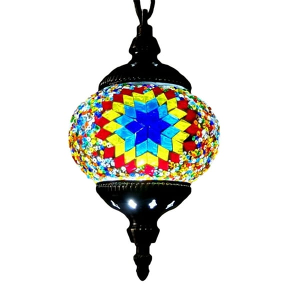 Yucurem Turkish Moroccan Mosaic Fixture Lamp Lantern Hardwired Decoration Decorative Glass Globe Fixture(C)