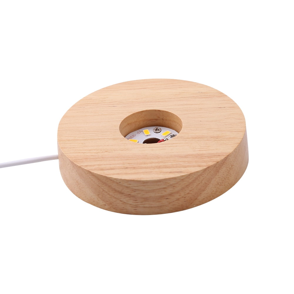 Yucurem USB Socket Switch Control Wood Light Base Display Stand Lamp Holder Base