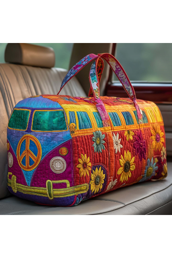 Vintage Floral Weekend Bag with Zipper, Mini Pattern Patchwork Duffle, Boho Quilted Duffle Bag for Everyday Travel