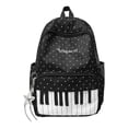 thumbnail image 1 of Yucurem Vintage Piano Keyboard Music Note Backpack for Women Men, Polka Dot Print Nylon School Bag for College Travel Daily Use (Black), 1 of 8