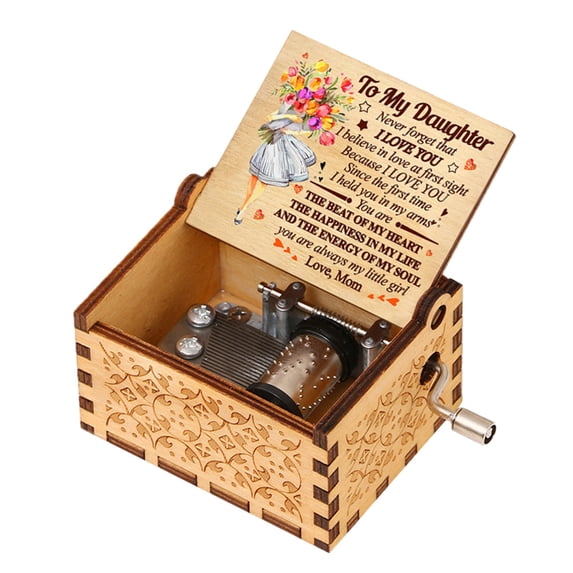 Yucurem Vintage Wood Hand Cranked Music Box Handcrafted Vintage Gift Mom To My Daughter (A)