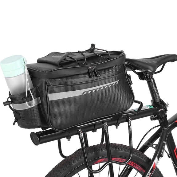 Yucurem Waterproof Bike Bag For Bicycles, Insulated Bike Pannier Bag Rear Carrier with Reflector, 10L Capacity - Black