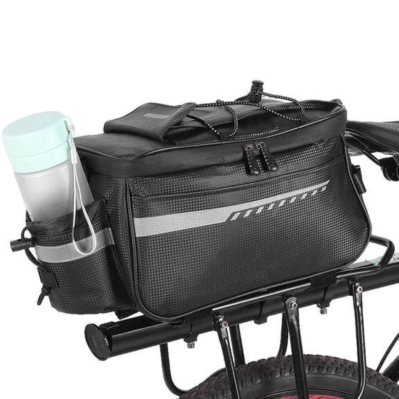 Yucurem 10L Insulated Waterproof Bike Trunk Bag with Reflector, Rear Rack Pannier Bag for Commuter Travel Outdoor, Black